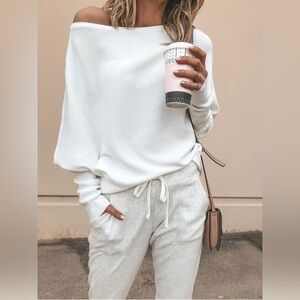 Full Size One-Shoulder Ribbed Sweater Plus Size